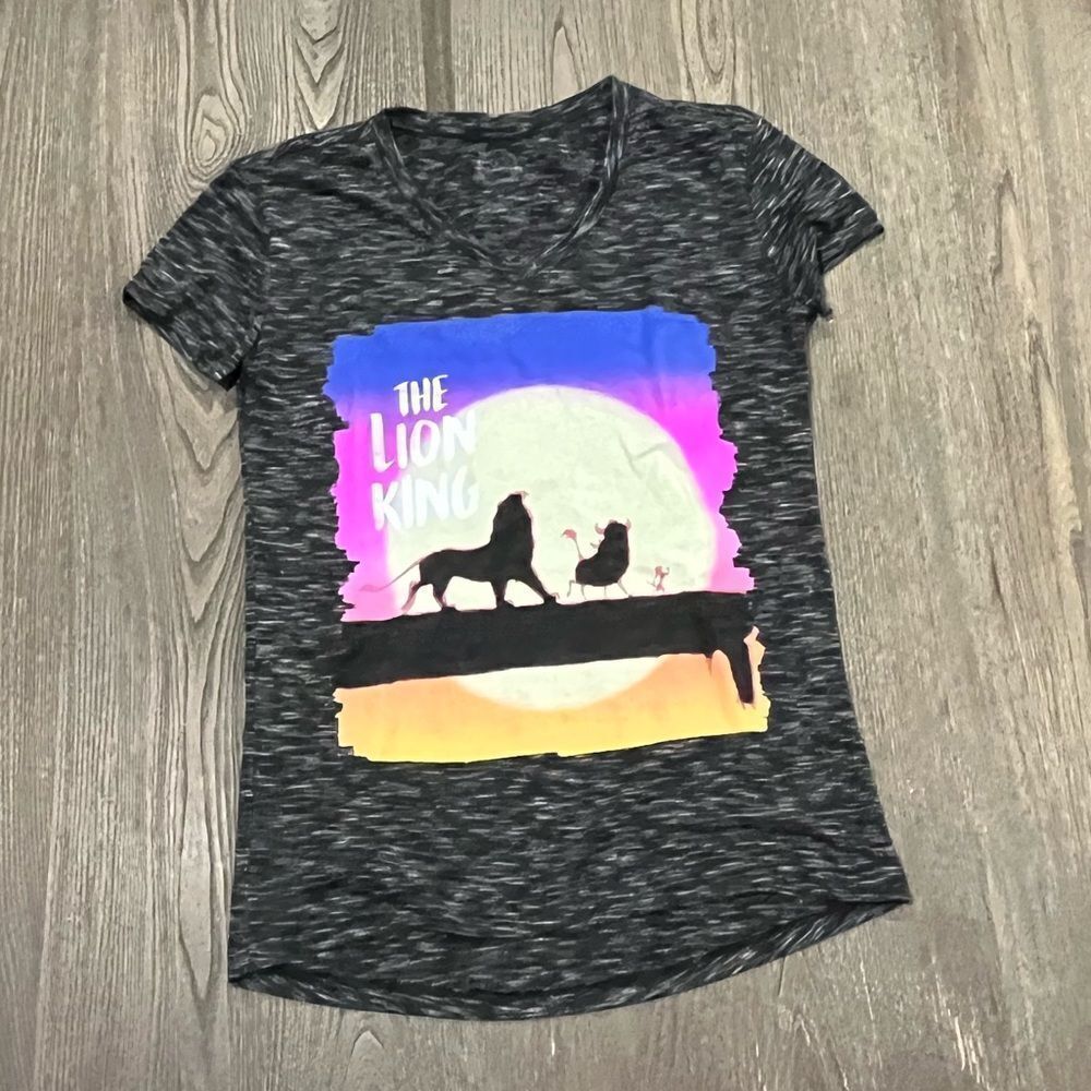 Disney Tee Lion King Graphic T-shirt Short Sleeve Round Hem Heather Gray Small